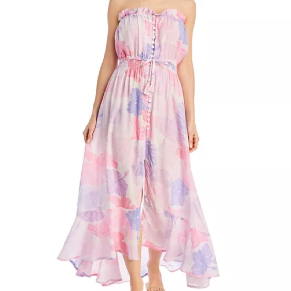 Tiare Hawaii Strapless Dress - Pink and Purple Floral